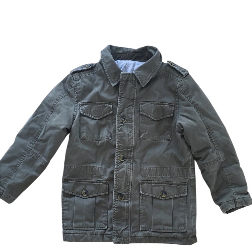 Arizona Jean Company Green cargo  Jacket zipper and buttons to close